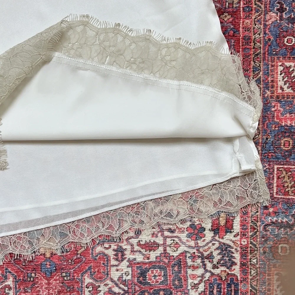 White House Black Market Ivory Satin Lace Layered Cami Camisole XS - Picture 6 of 8